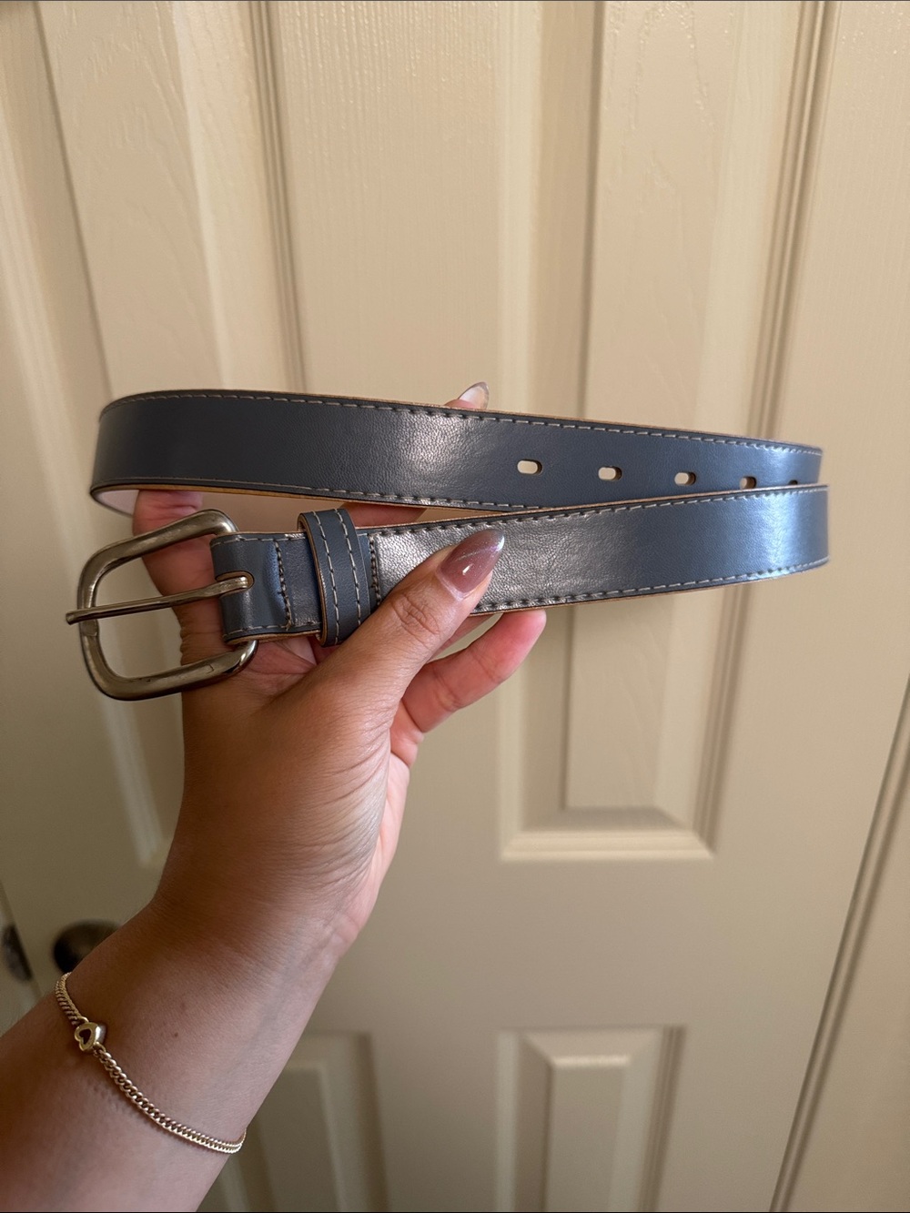 Gray Women’s Leather Belt - Classic Casual Style